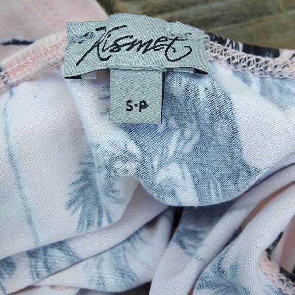BEAUTIFUL KISMET Palm Tree Print Summer Dress Women's Size Small Pale Pink - Picture 4 of 6